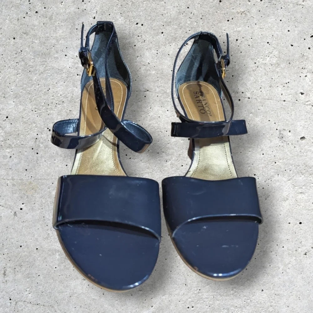 Franco Sarto Patent Block Heel Sandals – Size 9.5M